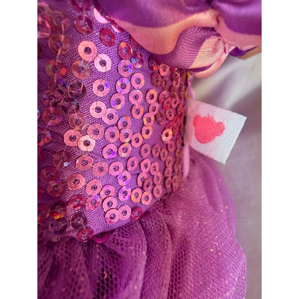 Build-A-Bear Disney Princess Rapunzel Teddy Bear Brown Plush Purple Sequin Dress